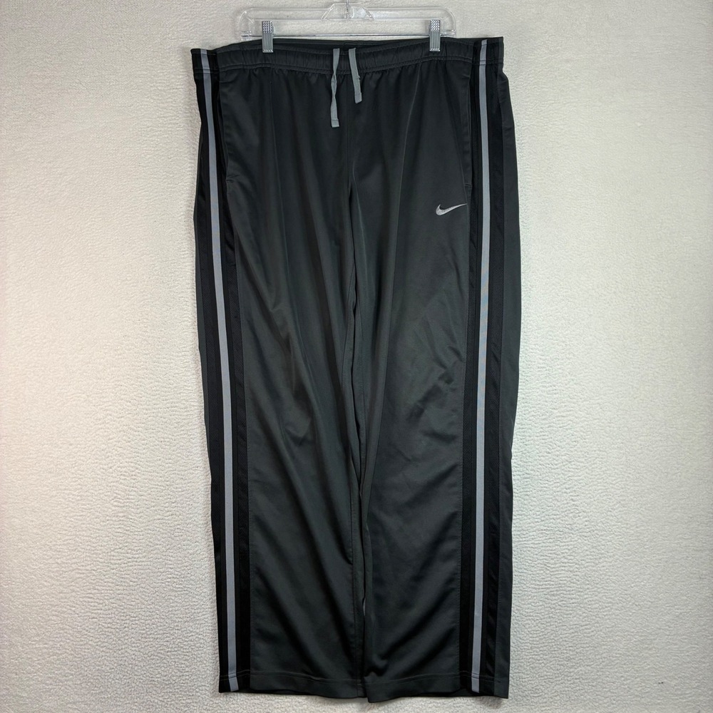 Y2K Nike Track Pants Men XL Gray Baggy Drawstring Sweatpants Loose Basketball